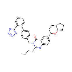 CCCCc1nc2ccc([C@@H]3CC[C@H]4CCC[C@@H]4O3)cc2c(=O)n1Cc1ccc(-c2ccccc2-c2nnn[nH]2)cc1 ZINC000003842576