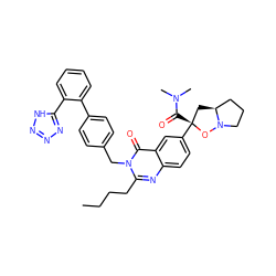 CCCCc1nc2ccc([C@]3(C(=O)N(C)C)C[C@H]4CCCN4O3)cc2c(=O)n1Cc1ccc(-c2ccccc2-c2nnn[nH]2)cc1 ZINC000029408359