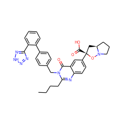 CCCCc1nc2ccc([C@]3(C(=O)O)C[C@H]4CCCN4O3)cc2c(=O)n1Cc1ccc(-c2ccccc2-c2nn[nH]n2)cc1 ZINC000029408362