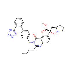 CCCCc1nc2ccc([C@]3(C(=O)OC)C[C@H]4CCCN4O3)cc2c(=O)n1Cc1ccc(-c2ccccc2-c2nnn[nH]2)cc1 ZINC000029414109