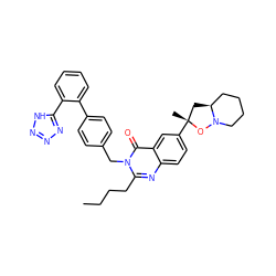 CCCCc1nc2ccc([C@]3(C)C[C@H]4CCCCN4O3)cc2c(=O)n1Cc1ccc(-c2ccccc2-c2nnn[nH]2)cc1 ZINC000029411510