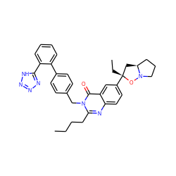 CCCCc1nc2ccc([C@]3(CC)C[C@H]4CCCN4O3)cc2c(=O)n1Cc1ccc(-c2ccccc2-c2nnn[nH]2)cc1 ZINC000029409491