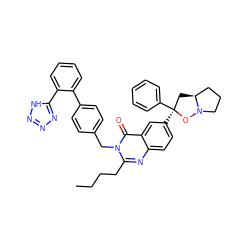 CCCCc1nc2ccc([C@]3(c4ccccc4)C[C@H]4CCCN4O3)cc2c(=O)n1Cc1ccc(-c2ccccc2-c2nnn[nH]2)cc1 ZINC000029409187