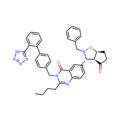 CCCCc1nc2ccc([C@H]3[C@@H]4C(=O)CC[C@@H]4ON3Cc3ccccc3)cc2c(=O)n1Cc1ccc(-c2ccccc2-c2nnn[nH]2)cc1 ZINC000029481526