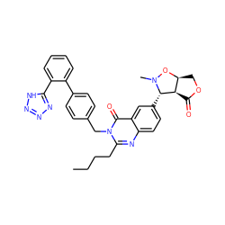 CCCCc1nc2ccc([C@H]3[C@@H]4C(=O)OC[C@@H]4ON3C)cc2c(=O)n1Cc1ccc(-c2ccccc2-c2nnn[nH]2)cc1 ZINC000029481076