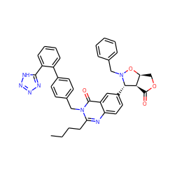 CCCCc1nc2ccc([C@H]3[C@@H]4C(=O)OC[C@@H]4ON3Cc3ccccc3)cc2c(=O)n1Cc1ccc(-c2ccccc2-c2nnn[nH]2)cc1 ZINC000029485326