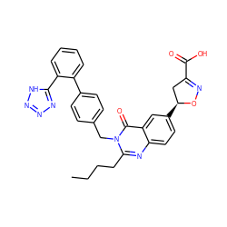 CCCCc1nc2ccc([C@H]3CC(C(=O)O)=NO3)cc2c(=O)n1Cc1ccc(-c2ccccc2-c2nnn[nH]2)cc1 ZINC000003843006