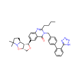 CCCCc1nc2ccc([C@H]3OC[C@@H]4ON5[C@@H](CCC5(C)C)[C@H]34)cc2c(=O)n1Cc1ccc(-c2ccccc2-c2nnn[nH]2)cc1 ZINC000003842996