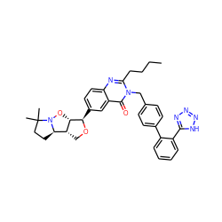 CCCCc1nc2ccc([C@H]3OC[C@H]4[C@@H]3ON3[C@@H]4CCC3(C)C)cc2c(=O)n1Cc1ccc(-c2ccccc2-c2nnn[nH]2)cc1 ZINC000003842997