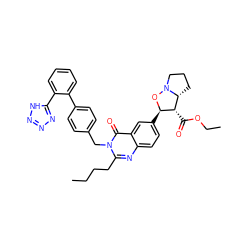 CCCCc1nc2ccc([C@H]3ON4CCC[C@@H]4[C@@H]3C(=O)OCC)cc2c(=O)n1Cc1ccc(-c2ccccc2-c2nnn[nH]2)cc1 ZINC000029404671