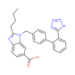 CCCCc1nc2ccc(C(=O)O)cc2n1Cc1ccc(-c2ccccc2-c2nnn[nH]2)cc1 ZINC000013828066