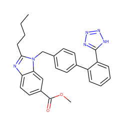 CCCCc1nc2ccc(C(=O)OC)cc2n1Cc1ccc(-c2ccccc2-c2nnn[nH]2)cc1 ZINC000013828041