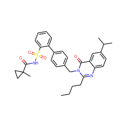 CCCCc1nc2ccc(C(C)C)cc2c(=O)n1Cc1ccc(-c2ccccc2S(=O)(=O)NC(=O)C2(C)CC2)cc1 ZINC000027887760