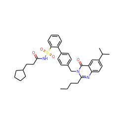 CCCCc1nc2ccc(C(C)C)cc2c(=O)n1Cc1ccc(-c2ccccc2S(=O)(=O)NC(=O)CCC2CCCC2)cc1 ZINC000027892699