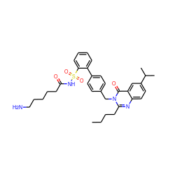 CCCCc1nc2ccc(C(C)C)cc2c(=O)n1Cc1ccc(-c2ccccc2S(=O)(=O)NC(=O)CCCCCN)cc1 ZINC000027888578