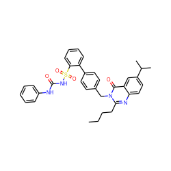 CCCCc1nc2ccc(C(C)C)cc2c(=O)n1Cc1ccc(-c2ccccc2S(=O)(=O)NC(=O)Nc2ccccc2)cc1 ZINC000027885674