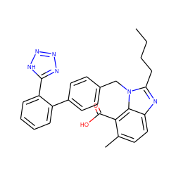 CCCCc1nc2ccc(C)c(C(=O)O)c2n1Cc1ccc(-c2ccccc2-c2nnn[nH]2)cc1 ZINC000013828075