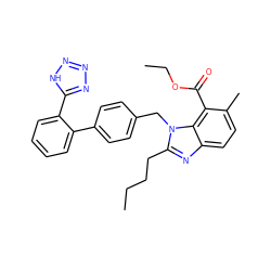 CCCCc1nc2ccc(C)c(C(=O)OCC)c2n1Cc1ccc(-c2ccccc2-c2nnn[nH]2)cc1 ZINC000013828050