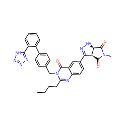 CCCCc1nc2ccc(C3=NN[C@H]4C(=O)N(C)C(=O)[C@@H]34)cc2c(=O)n1Cc1ccc(-c2ccccc2-c2nnn[nH]2)cc1 ZINC000029488465