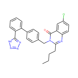 CCCCc1nc2ccc(Cl)cc2c(=O)n1Cc1ccc(-c2ccccc2-c2nnn[nH]2)cc1 ZINC000028757278