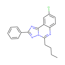 CCCCc1nc2ccc(Cl)cc2c2nc(-c3ccccc3)nn12 ZINC000027213350