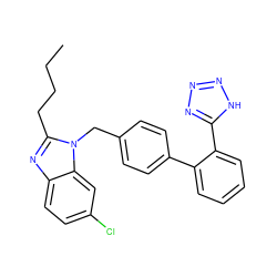 CCCCc1nc2ccc(Cl)cc2n1Cc1ccc(-c2ccccc2-c2nnn[nH]2)cc1 ZINC000013828034