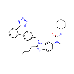 CCCCc1nc2ccc(N(C)C(=O)NC3CCCCC3)cc2n1Cc1ccc(-c2ccccc2-c2nnn[nH]2)cc1 ZINC000027327611