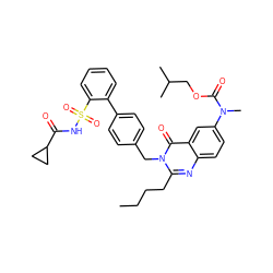 CCCCc1nc2ccc(N(C)C(=O)OCC(C)C)cc2c(=O)n1Cc1ccc(-c2ccccc2S(=O)(=O)NC(=O)C2CC2)cc1 ZINC000027874299