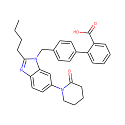 CCCCc1nc2ccc(N3CCCCC3=O)cc2n1Cc1ccc(-c2ccccc2C(=O)O)cc1 ZINC000013732065