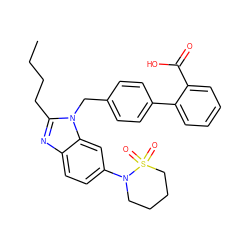 CCCCc1nc2ccc(N3CCCCS3(=O)=O)cc2n1Cc1ccc(-c2ccccc2C(=O)O)cc1 ZINC000013732062