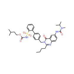 CCCCc1nc2ccc(NC(=O)N(C)C(C)C)cc2c(=O)n1Cc1ccc(-c2ccccc2S(=O)(=O)NC(=O)OCCC(C)C)cc1 ZINC000027994415