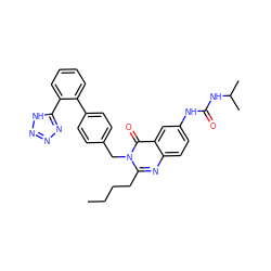 CCCCc1nc2ccc(NC(=O)NC(C)C)cc2c(=O)n1Cc1ccc(-c2ccccc2-c2nnn[nH]2)cc1 ZINC000028758885