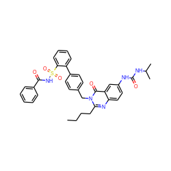 CCCCc1nc2ccc(NC(=O)NC(C)C)cc2c(=O)n1Cc1ccc(-c2ccccc2S(=O)(=O)NC(=O)c2ccccc2)cc1 ZINC000027994047