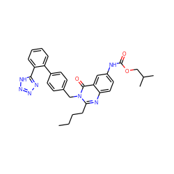 CCCCc1nc2ccc(NC(=O)OCC(C)C)cc2c(=O)n1Cc1ccc(-c2ccccc2-c2nnn[nH]2)cc1 ZINC000028757563