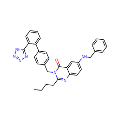 CCCCc1nc2ccc(NCc3ccccc3)cc2c(=O)n1Cc1ccc(-c2ccccc2-c2nnn[nH]2)cc1 ZINC000028756407