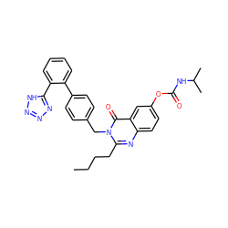 CCCCc1nc2ccc(OC(=O)NC(C)C)cc2c(=O)n1Cc1ccc(-c2ccccc2-c2nnn[nH]2)cc1 ZINC000028757802