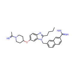 CCCCc1nc2ccc(OC3CCN(C(C)=N)CC3)cc2n1Cc1ccc2ccc(C(=N)N)cc2c1 ZINC000028105351