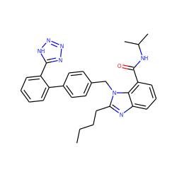 CCCCc1nc2cccc(C(=O)NC(C)C)c2n1Cc1ccc(-c2ccccc2-c2nnn[nH]2)cc1 ZINC000013828084