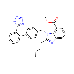 CCCCc1nc2cccc(C(=O)OC)c2n1Cc1ccc(-c2ccccc2-c2nnn[nH]2)cc1 ZINC000001916023