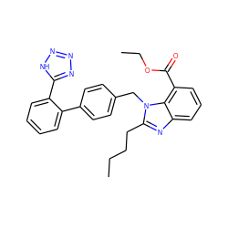 CCCCc1nc2cccc(C(=O)OCC)c2n1Cc1ccc(-c2ccccc2-c2nnn[nH]2)cc1 ZINC000013828056