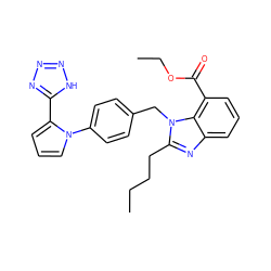 CCCCc1nc2cccc(C(=O)OCC)c2n1Cc1ccc(-n2cccc2-c2nnn[nH]2)cc1 ZINC000028885330