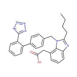 CCCCc1nc2cccc(CC(=O)O)c2n1Cc1ccc(-c2ccccc2-c2nnn[nH]2)cc1 ZINC000013828101