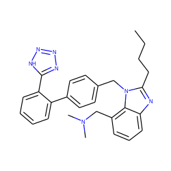 CCCCc1nc2cccc(CN(C)C)c2n1Cc1ccc(-c2ccccc2-c2nnn[nH]2)cc1 ZINC000013828090