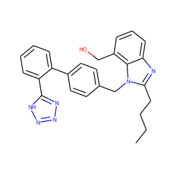 CCCCc1nc2cccc(CO)c2n1Cc1ccc(-c2ccccc2-c2nnn[nH]2)cc1 ZINC000001551899