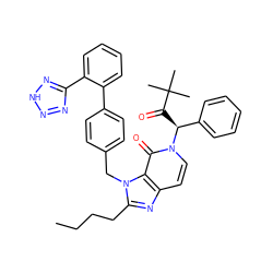 CCCCc1nc2ccn([C@@H](C(=O)C(C)(C)C)c3ccccc3)c(=O)c2n1Cc1ccc(-c2ccccc2-c2nn[nH]n2)cc1 ZINC000026647584