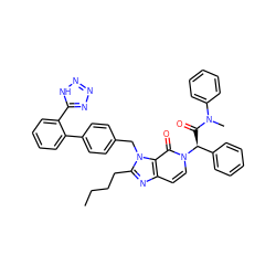 CCCCc1nc2ccn([C@@H](C(=O)N(C)c3ccccc3)c3ccccc3)c(=O)c2n1Cc1ccc(-c2ccccc2-c2nnn[nH]2)cc1 ZINC000026644078