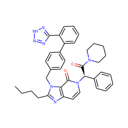 CCCCc1nc2ccn([C@@H](C(=O)N3CCCCC3)c3ccccc3)c(=O)c2n1Cc1ccc(-c2ccccc2-c2nn[nH]n2)cc1 ZINC000026644092