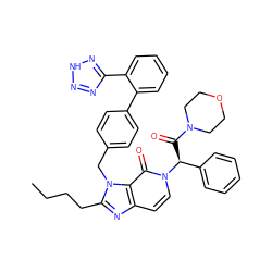 CCCCc1nc2ccn([C@@H](C(=O)N3CCOCC3)c3ccccc3)c(=O)c2n1Cc1ccc(-c2ccccc2-c2nn[nH]n2)cc1 ZINC000026640410