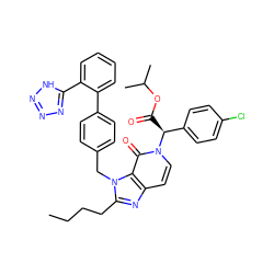 CCCCc1nc2ccn([C@@H](C(=O)OC(C)C)c3ccc(Cl)cc3)c(=O)c2n1Cc1ccc(-c2ccccc2-c2nnn[nH]2)cc1 ZINC000026580304