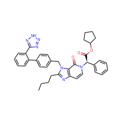 CCCCc1nc2ccn([C@@H](C(=O)OC3CCCC3)c3ccccc3)c(=O)c2n1Cc1ccc(-c2ccccc2-c2nn[nH]n2)cc1 ZINC000026579769